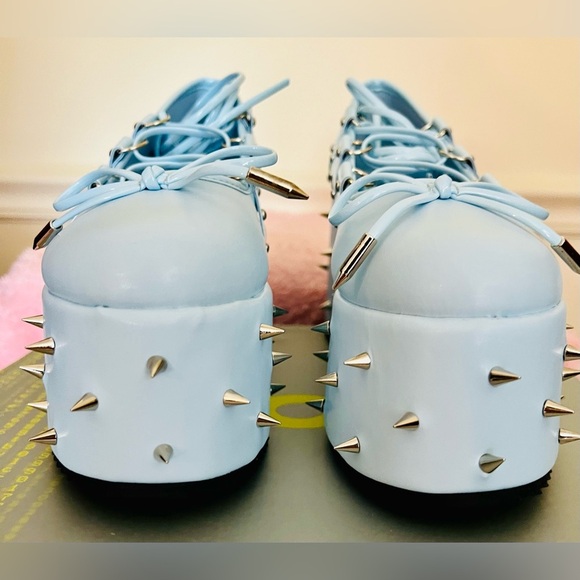 NIB Size 7 Dolls Kill KOI Footwear Zorina Lace Up Platform Ballet Shoes in Blue - Picture 5 of 13